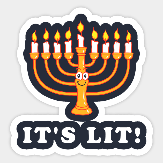 Hanukkah It's Lit Sticker by dumbshirts